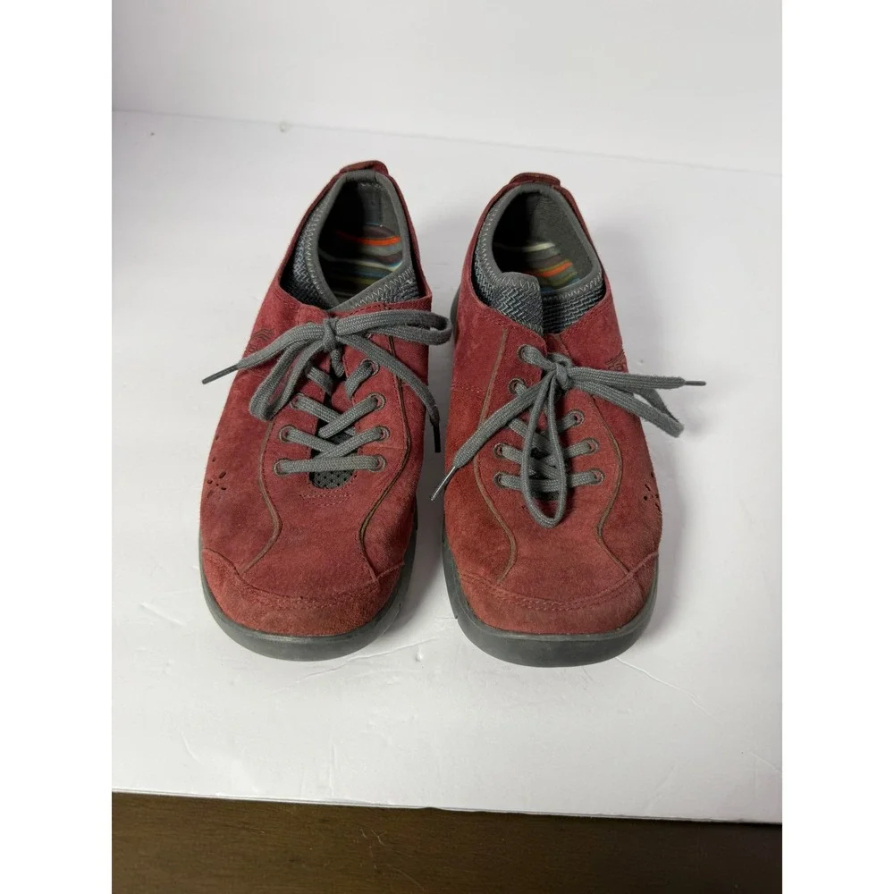 Dansko Elise Burgundy Suede Lace Up Walking Shoes‎ Sneakers Womens 38 7.5-8